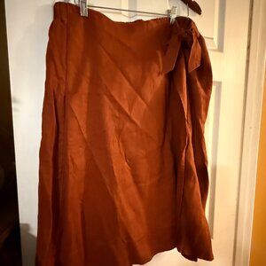 J. Jill Pure Linen Faux Wrap Skirt - Russet Red - XL Petite